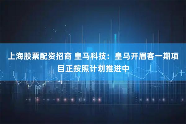 上海股票配资招商 皇马科技：皇马开眉客一期项目正按照计划推进中